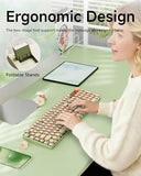 V20 Typewriter Keyboard Wireless, 104 Keys Typewriter Style Mechanical with White Backlit