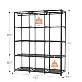 BrFoYu Wardrobe Closet Portable Closets for Hanging Clothes Large Capacity Clothes Rack with Cover, 3 Hanging Rods, 6 Shelves and 8 Pockets, Black