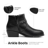 Athlefit Women's Chunky Low Heel Fall Black Ankle Boots Size 9.5