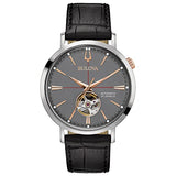 Bulova Men's Classic Aerojet 3-Hand Automatic Leather Strap Watch