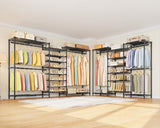 VIPEK S3X Expandable Clothes Rack Adjustable from 5'11" to 8'7" with 6-Tier Shoe Shelves, Freestanding Clothing Rack, Max Load 1250LBS, Black