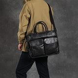 Eather Messenger Bag for Men Full Grain Leather Laptop Briefcase