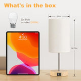 AKASUKI Table Lamp for Bedroom, 3 Way Dimmable Touch Lamp with Dual Charging Station, Small Bedside Lamps(LED Bulb Included)