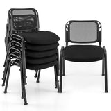 Office Guest Chairs Set of 5 Reception Waiting Room Chairs Stacking with Mesh Back and Thickened