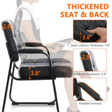Set of 2 Big & Tall 400 lbs Waiting Room Guest Chair, Leather Office Reception Chair No Wheels with Backrest