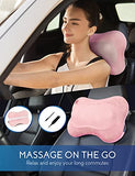Zyllion Shiatsu Back and Neck Massager with Heat - 3D Electric Kneading Deep Tissue Massage Pillow for Muscle Pain Relief, Pink, ZMA-13
