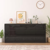 12 Drawers Dresser with Charging Station, Modern Large Dresser with 12 Handle Free Drawers
