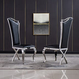 HomVent 68''Silver Faux Marble Dining Table Set with 6 Leather Chair