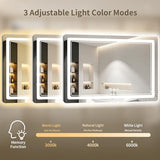40"x60" LED Bathroom Mirror with Lights, Backlit + Front Lit, Anti-Fog