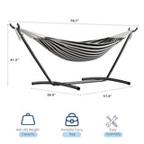 Garvee Double Hammock with Foldable Steel Stand and Carry Bag – Indoor/Outdoor Standing Hammock, 450 LBS Capacity, for Garden, Camping, Beach (Black)