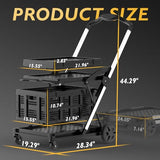 2-Tier Collapsible Shopping Cart with Brake Wheels & 2 Folding Baskets