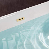 WOODBRIDGE 67" Acrylic Freestanding Bathtub Contemporary Soaking White Tub with Brushed Gold Overflow and Drain，B0013 -BG-Drain &O
