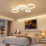 Glimchase 5-Ring LED Dimmable Modern Ceiling Light Fixture, 58W 3000K-6000K Flush Mount Ceiling Lamp with Remote for Living Room, Bedroom, Dining Room, Kitchen (White)