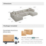 Convertible Modular Sectional Sofa with Movable Ottomans