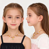 CaptainSteeL Colorful Beaded Pearl Initial Necklace Teen Girl Gifts,A-Z Letter Choker Necklace for Teenage Girl Women Gifts(16in+2in,14K Gold Plated Initial Pandent)