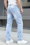 GINGTTO Mens Jeans Baggy Fit Casual Denim Light Blue 34W30L