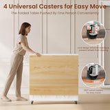 Space Saving Folding Dining Table for 2-4, Farmhouse Foldable Dining Table with Drawer and Storage Shelf