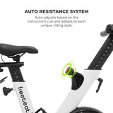 Freebeat Boom Basic Smart Indoor Cycling Bike, Swiss Design Space-Saving Exercise Bike for Home, Auto Resistance, Stationary Bike with Screen (Arctic White)