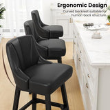 REONEY Swivel Bar Stools Set of 3, 26" Upholstered Counter Height Barstool | Waterproof PU Leather Seat