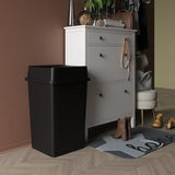35 Gallon Black Square Commercial Trash | Garbage Can with Lid - Office, Outdoor