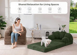 MAXYOYO Folding Sofa Bed, Convertible Floor Sofa Couch, Dark Green, Single