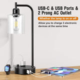Table Lamps for Bedrooms Set of 2 - Fully Dimmable Bedside Lamps with USB A and C Ports and Outlet