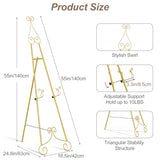 Gold Easel Stand for Sign, Adjustable Display Easel Stand with Chain Support