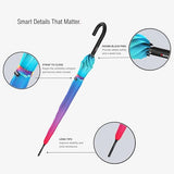 Knirps A.760 Curved Handle Rain Umbrella for Adults in Rainbow – 42" Windproof Automatic Open Canopy, Ultra Lightweight Steel Aluminum Frame with Large Button, Rounded Tips, Polyester Case Included