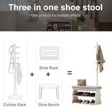 YQJJGL Coat Rack with Shoe Storage,Entryway Shoe Bench whit 8 Hook for Offices Bedroom Living Room,Small Shoe Bench,Walnut