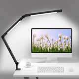 LED Desk Lamp with Clamp, Architect Desk Lamp with Dual Light and Adjustable Swing Arm, Clip-on Eye-Care 4 CCT Modes