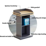 Portable Wooden Lectern Podium Stand - Floor Standing Speaking Desk for Churches Auditoriums & Events