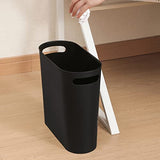 rejomiik Small Trash Can, 3.5 Gallon Slim Garbage Can Plastic Waste Basket with Handles Container Bin, Black