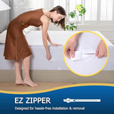 Full Waterproof Zippered Mattress Encasement, Breathable, Noiseless, Machine-Washable Zipped Mattress Cover, Fitting 7" - 13" Deep Mattress
