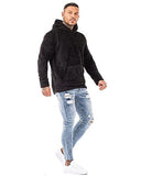 GINGTTO mens sherpa hoodie sweater Fleece Sweatshirt Black Fuzzy Supersoft Winter Hoodie With Sherpa Lining Men Size S