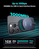 1TB Magnetic Portable SSD, USB 3.2 Gen2 External Hard Drive with PD 100W Pass-Through