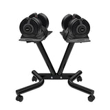 ATIVAFIT Adjustable Dumbbell Stand for Home Gym, Heavy Duty Dumbbell Rack with Adjustable Safety Strap, Space Saving Weight Stand with Wheels, Ergonomic Storage Rack Supports Up to 220 LB