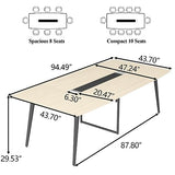 Loomie 8FT Conference Table, 94.49" L x 47.24" W x 29.53" H Meeting Seminar Table with Grommet, Large Boat Shaped Computer Desk, Boardroom Desk for Office Meeting