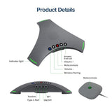 PolaTab Conference Speaker and Microphone, Bluetooth/USB/Dongle Speakerphone w/ 3+1 Mics, 360° Enhanced Voice Pickup