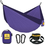 Wise Owl Outfitters Camping Hammock - Portable Hammock Double Hammock Camping up to 500lbs, Accessories for Outdoor, Indoor w/Tree Straps, Double Purple & Dark Purple