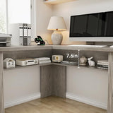 Farmhouse L Shaped Executive Desk with 4 Drawers, Home Office Desk with Hidden Under-Desk Storage