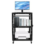 AV Cart, Commercial Furniture Mobile Utility AV Cart with Multifunctional Top Layer & Cable Hole Design