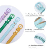 WHIPPY Women Skinny Leather Belt Thin Waist Jeans Belt for Pants in Pin Buckle Belt, Blue, Pants Size 42-47 Inches