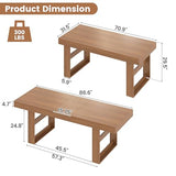 Extendable Dining Table 70.9” to 86.6” for 8-10 Person, Modern Expandable Table with U-Shaped Wooden Legs