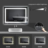 LED Bathroom Mirror 48"X36" with Front Light and Backlit | Stepless Dimmable, Anti-Fog