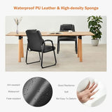 UOCFYK PU Leather Conference Room Chair, Tall Back Chairs with with Padded Arms and No Wheels, Guest Chair for Reception Waiting Room Black