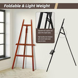 Large A-Frame Wooden Painting Display Walnut Easel, Large Adjustable Pine Wood Standing Easel Holding Canvas Up to 60'