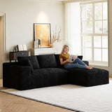 ONEMMLION 96" L-Shaped Cloud Boneless Couch Sofa with Chaise, Black