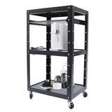 Steel AV Cart on Wheels with Pull-Out Keyboard Tray, 4-Tier Height Adjustable Rolling Media Cart