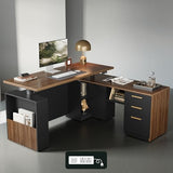 ModernMate 63" Standing Desk with File Cabinet, Privacy Panel, AC/USB, 1.18" Desktop