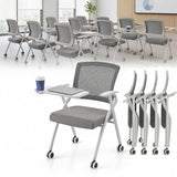 100 Pack Foldable Conference Chairs with Tablet Arm & Wheels Space-Saving